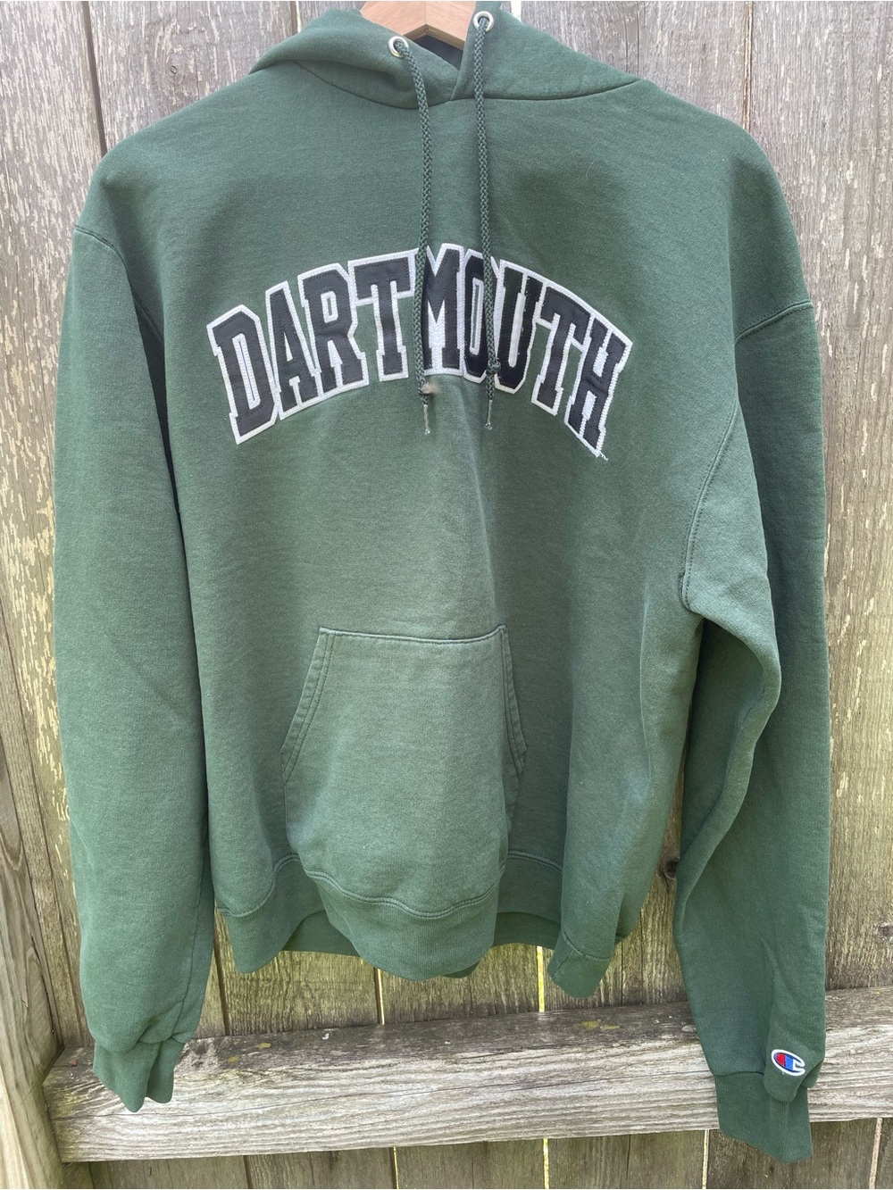 Champion Dartmouth Green Pullover Hoodie with White Arch Logo